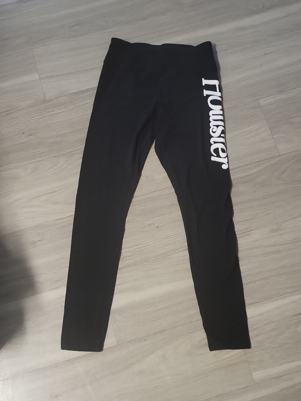 Hollister Black Leggings with White Side Logo